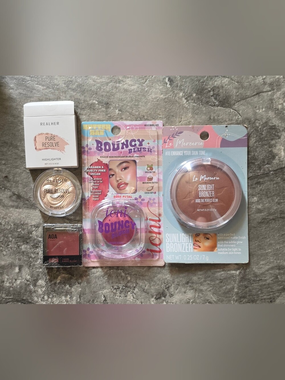 Ioni Bouncy Blush, LeMercerie Sunlight Bronzer, Realher Highlighter & More